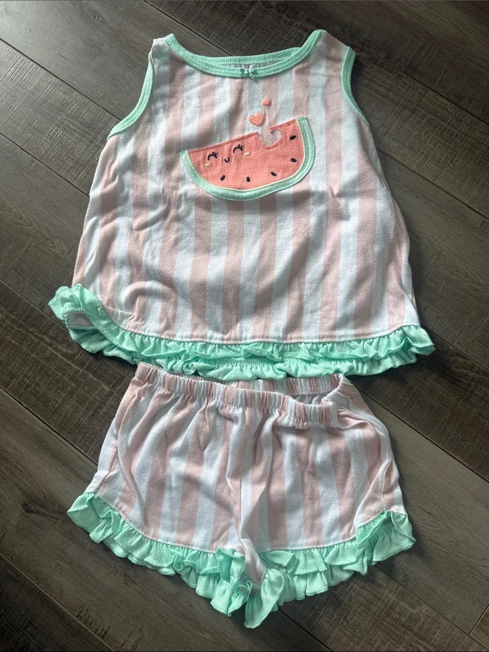 Carter's Coral & Multi Floral Girls Pajama Sets - Watermelon & Floral Prints
